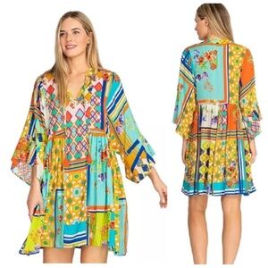 Johnny Was Mixi Short Kaftan Dress XL Boho
Flowy Resort Vibrant Patchwork